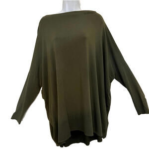 New Bryn Walker Tunic Dolman Sleeve Boat Neck  Olive Green Long Sleeve sz L $170